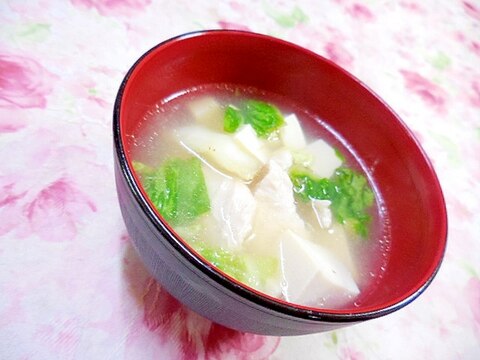 鶏ガラde❤冬瓜と鶏胸と白菜のスープ❤